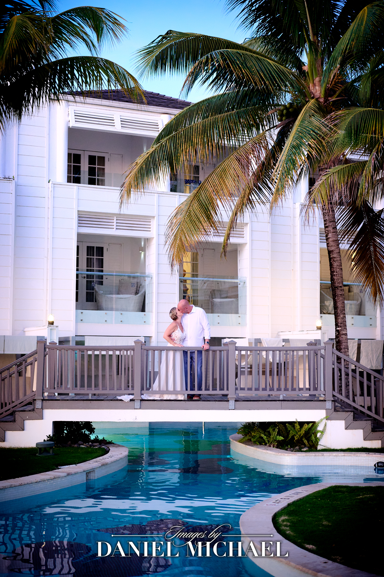 Wedding Portrait above Pool in Jamaica